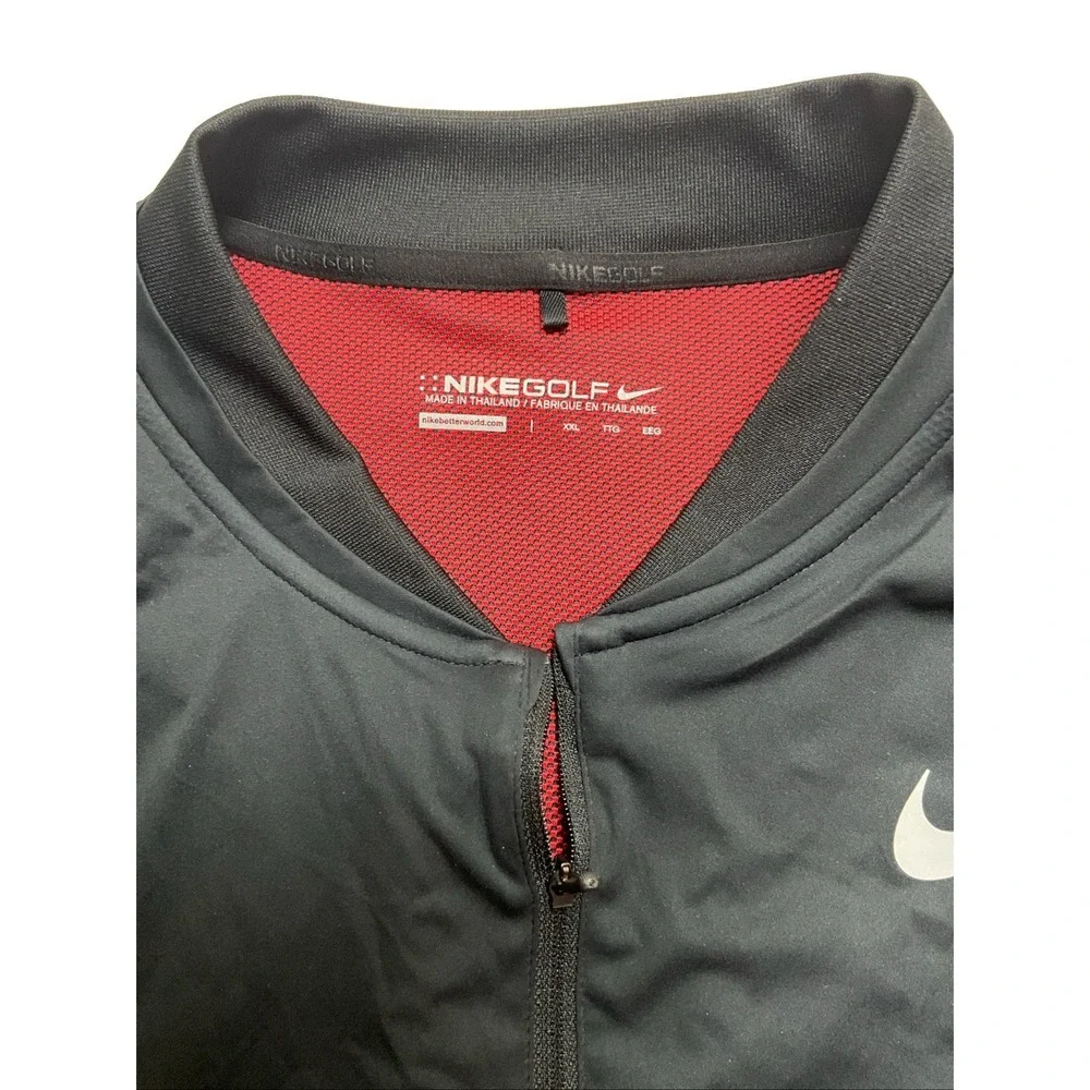Nike Golf Jacket Mens XXL Black Gray Full Zip Windbreaker Lightweight Mock Neck